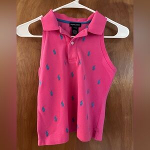 Ralph Lauren Pink and Blue Polo Shirt Sleeveless Knit